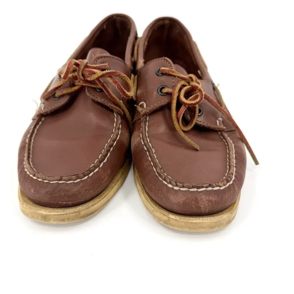 Sebago Docksides Brown Genuine Leather Womens Boat Shoes